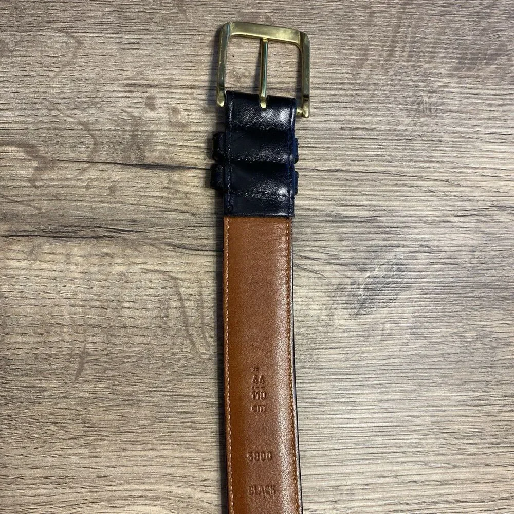 Vintage Coach 5800 Black Leather Belt Made in USA Solid Brass Buckle 44